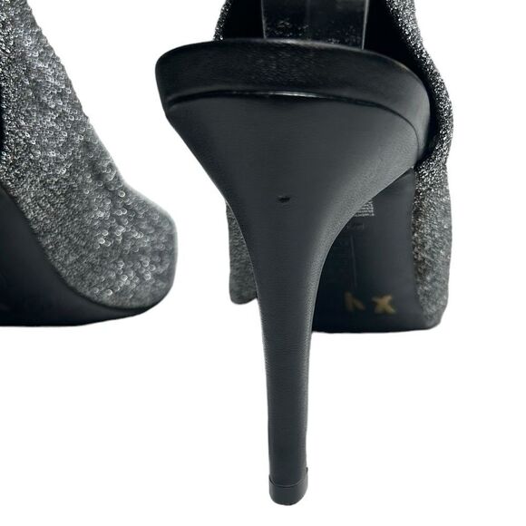 Brash Silver Sparkly High Heels Peep Toe Pumps Four inch Heel Bootie Open Back - Picture 12 of 12